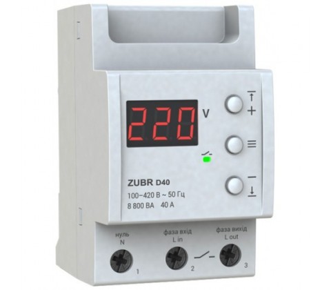 Реле напруги 1ф 40А D40 ZUBR Реле напруги 1ф 40А D40 ZUBR