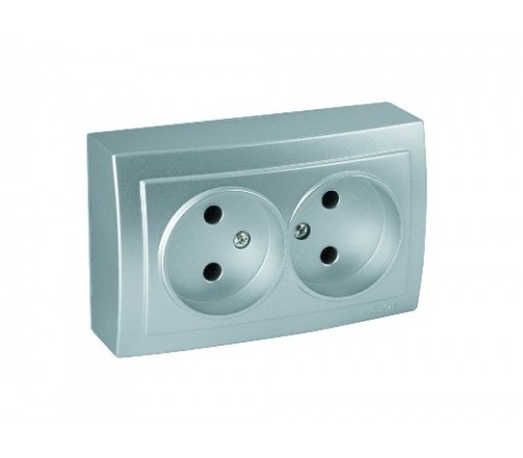 Розетка Nilson Themis срібло 2-на без заземлення Розетка Nilson Themis срібло 2-на без заземлення