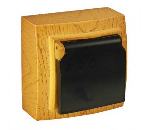 Розетка Nilson Themis дуб 1-на з заземленням з кришкою Розетка Nilson Themis дуб 1-на з заземленням з кришкою