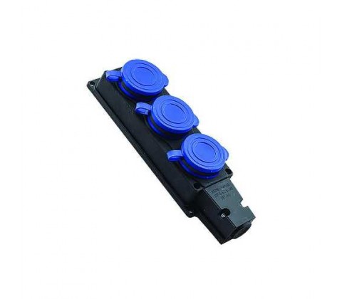 Розетка каучук VIOLUX 16A трійна з кришкою IP44