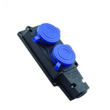 Розетка каучук VIOLUX 16A подвійна з кришкою IP44