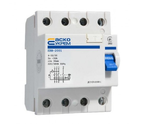 Дифреле АСКО 2001 4p 32A 30mA Дифреле АСКО 2001 4p 32A 30mA