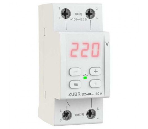 Реле напруги 1ф 40А D2-40 RED ZUBR Реле напруги 1ф 40А D2-40 RED ZUBR