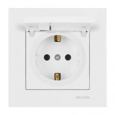 Розетка Nilson Moda біла 1-на з заземленням з кришкою Розетка Nilson Moda біла 1-на з заземленням з кришкою