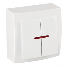 Вимикач    Nilson Themis  білий 2кл накладний з підсвіткою