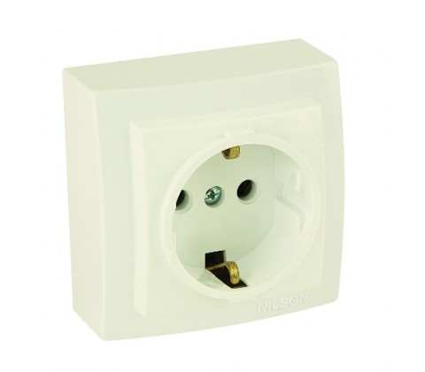 Розетка Nilson Themis крем 1-на з заземленням Розетка Nilson Themis крем 1-на з заземленням