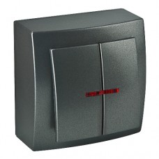 Вимикач Nilson Themis антрацит 2кл накладний з підсвіткою Вимикач Nilson Themis антрацит 2кл накладний з підсвіткою