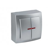 Вимикач Nilson Themis срібло 2кл накладний з підсвіткою Вимикач Nilson Themis срібло 2кл накладний з підсвіткою