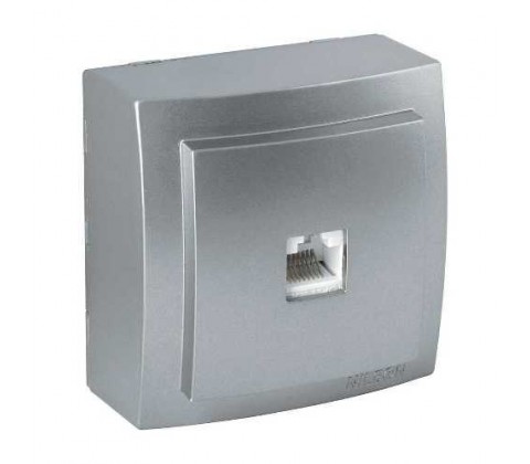 Розетка Nilson Themis срібло комп'ютерна CAT5e Розетка Nilson Themis срібло комп'ютерна CAT5e