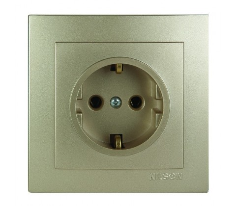 Розетка    Nilson Touran золото 1-на з заземленням