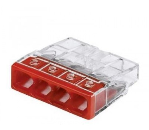 Клема швидкого монтажу WAGO 4х2,5мм прозора 24А