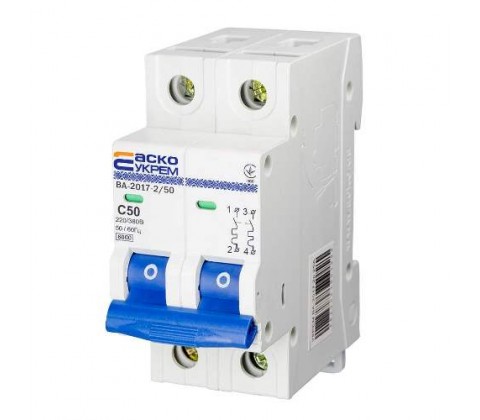 Автоматичний вимикач 4,5кА C 2р 50А Автоматичний вимикач 4,5кА C 2р 50А