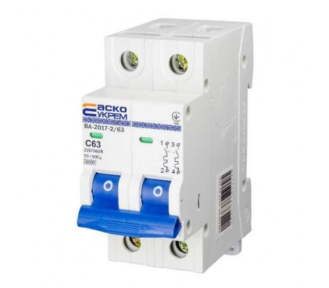 Автоматичний вимикач АСКО  4,5кА C 2р 63А