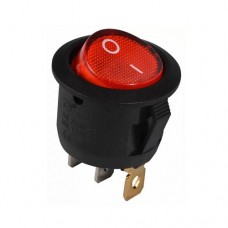 Перемикач 1 клавішний  круглий, червоний з підсвіткою KCD1-5-101N R/B