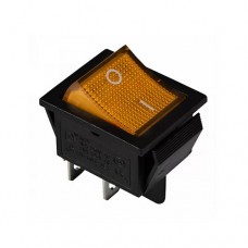 Перемикач 1 клавішний прямокутний, жовтий з підсвіткою KCD2-201N YL/B