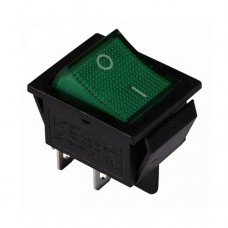 Перемикач 1 клавішний прямокутний, зелений з підсвіткою KCD2-201N GR/B
