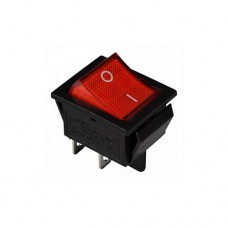 Перемикач 1 клавішний прямокутний,червоний з підсвіткою KCD2-201N R/B