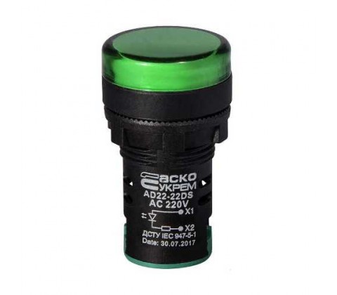 Сигнальна арматура Аско AD22-22DS 220V AC зелена Сигнальна арматура Аско AD22-22DS 220V AC зелена
