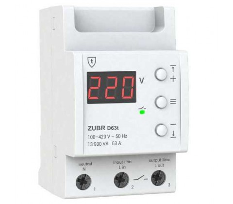 Реле напруги 1ф 63А D63t  ZUBR