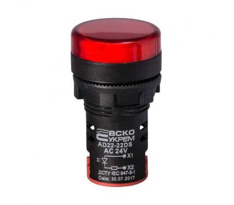 Сигнальна арматура Аско AD22-22DS 24V AC/DC червона Сигнальна арматура Аско AD22-22DS 24V AC/DC червона