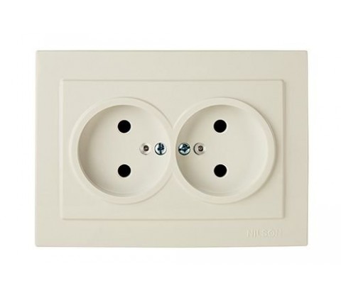 Розетка Nilson Touran крем 2-на без заземлення Розетка Nilson Touran крем 2-на без заземлення
