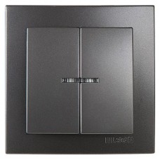 Вимикач Nilson Touran антрацит 2кл з підсвіткою Вимикач Nilson Touran антрацит 2кл з підсвіткою