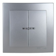 Вимикач Nilson Touran срібло 2кл з підсвіткою Вимикач Nilson Touran срібло 2кл з підсвіткою