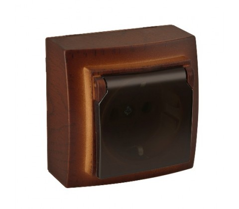 Розетка Nilson Themis горіх 1-на з заземленням з кришкою Розетка Nilson Themis горіх 1-на з заземленням з кришкою