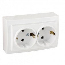Розетка    Nilson Themis  біла 2-на з заземленням