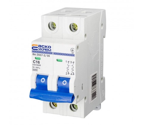 Автоматичний вимикач АСКО 6кА C 2р 16А Автоматичний вимикач АСКО 6кА C 2р 16А