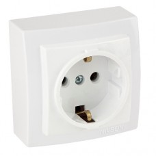 Розетка    Nilson Themis  біла 1-на з заземленням