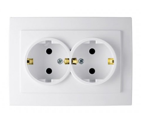 Розетка Nilson Touran біла 2-на з заземленням Розетка Nilson Touran біла 2-на з заземленням