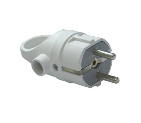 Вилка  Nilson з ручкою з заземленням біла