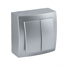 Вимикач Nilson Themis срібло 2кл накладний Вимикач Nilson Themis срібло 2кл накладний