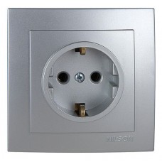 Розетка    Nilson Touran срібло 1-на з заземленням