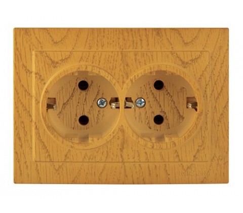 Розетка Nilson Touran дуб 2-на з заземленням Розетка Nilson Touran дуб 2-на з заземленням