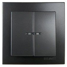 Вимикач Nilson Touran чорний 2кл з підсвіткою Вимикач Nilson Touran чорний 2кл з підсвіткою