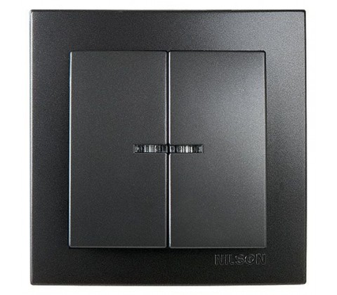 Вимикач    Nilson Touran чорний 2кл з підсвіткою