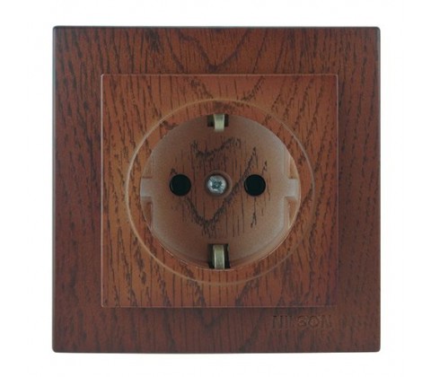 Розетка Nilson Touran горіх 1-на з заземленням Розетка Nilson Touran горіх 1-на з заземленням