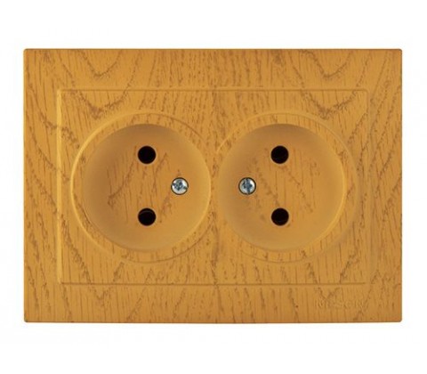 Розетка Nilson Touran дуб 2-на без заземлення Розетка Nilson Touran дуб 2-на без заземлення