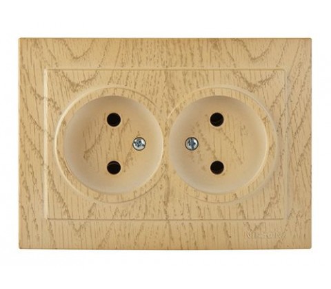 Розетка Nilson Touran клен 2-на без заземлення Розетка Nilson Touran клен 2-на без заземлення