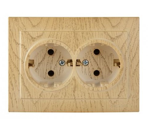Розетка Nilson Touran клен 2-на з заземлення Розетка Nilson Touran клен 2-на з заземлення