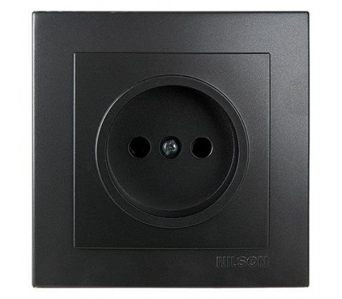 Розетка Nilson Touran чорна 1-на без заземлення Розетка Nilson Touran чорна 1-на без заземлення