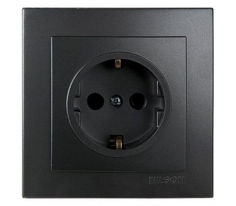 Розетка Nilson Touran чорна 1-на з заземленням Розетка Nilson Touran чорна 1-на з заземленням
