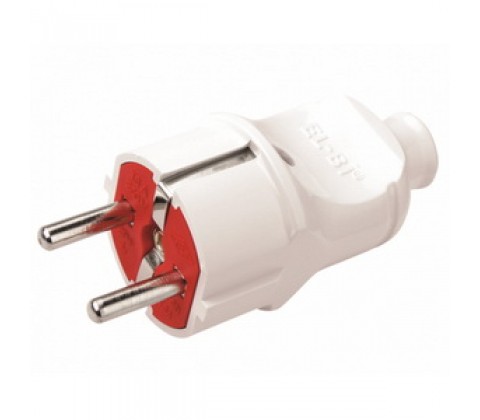 Вилка EL-BI з заземленням біло-червона Вилка EL-BI з заземленням біло-червона