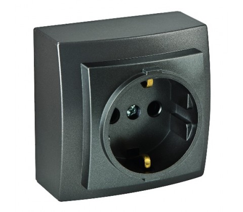 Розетка Nilson Themis антрацит 1-на з заземленням Розетка Nilson Themis антрацит 1-на з заземленням