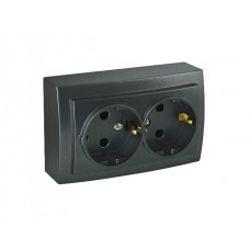 Розетка    Nilson Themis антрацит 2-на з заземленням